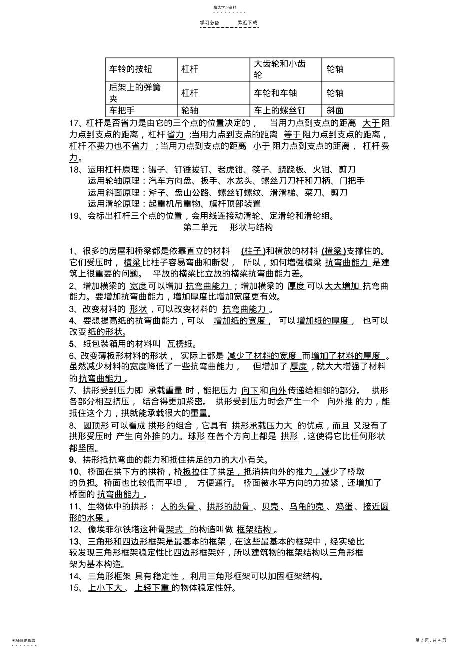 2022年教科版六年级《科学》上册-期末重点复习提纲 .pdf_第2页