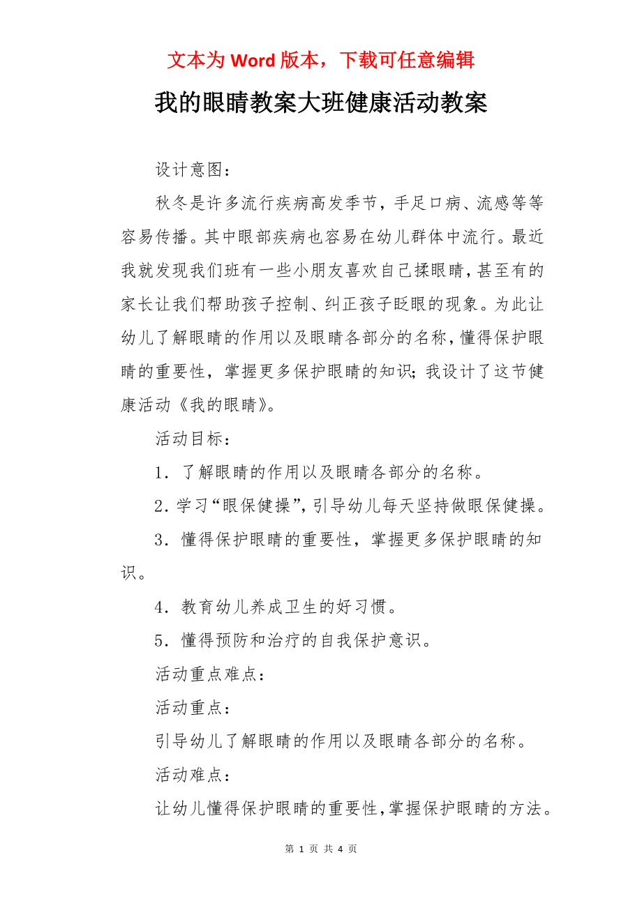 我的眼睛教案大班健康活动教案.docx_第1页