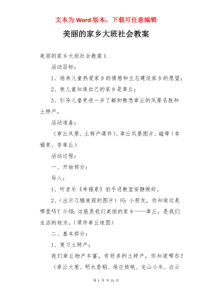 美丽的家乡大班社会教案.docx