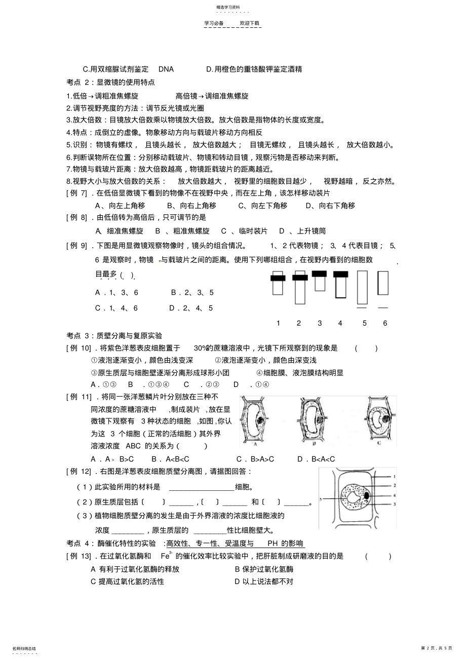 2022年高一生物期末复习学案 .pdf_第2页