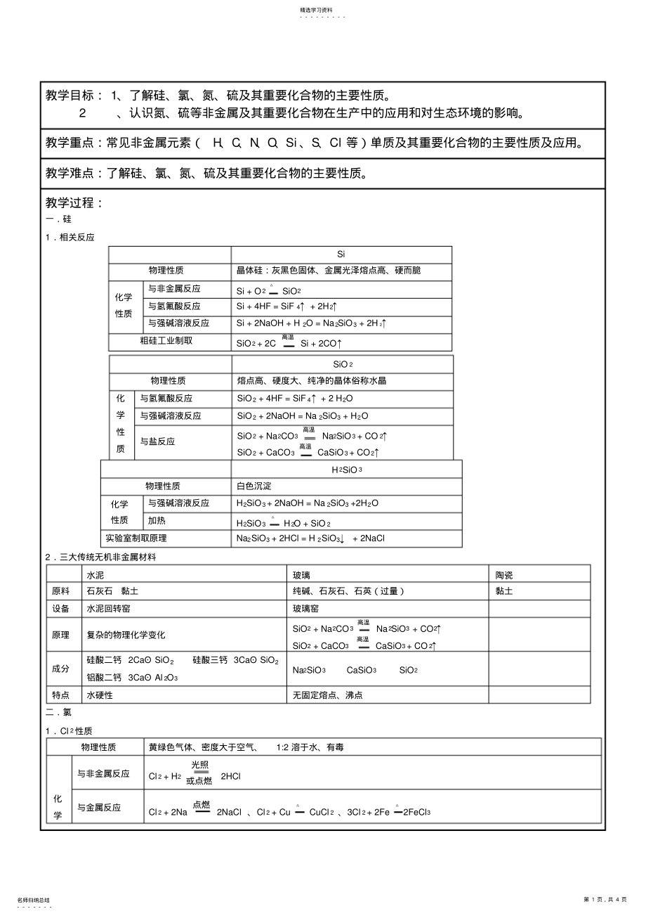 2022年高中化学必修一第四章知识点总结 .pdf_第1页