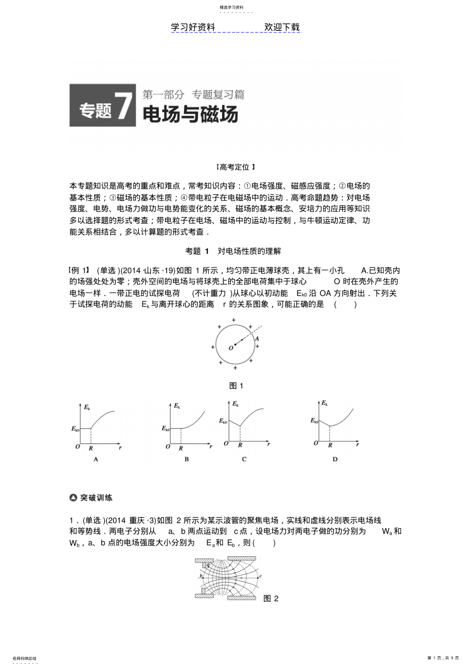 2022年高考物理精讲专题电场与磁场 .pdf_第1页