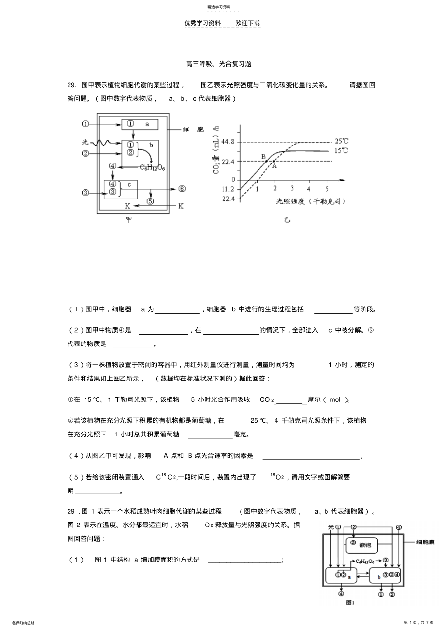 2022年高三呼吸光合综合测试题 .pdf_第1页