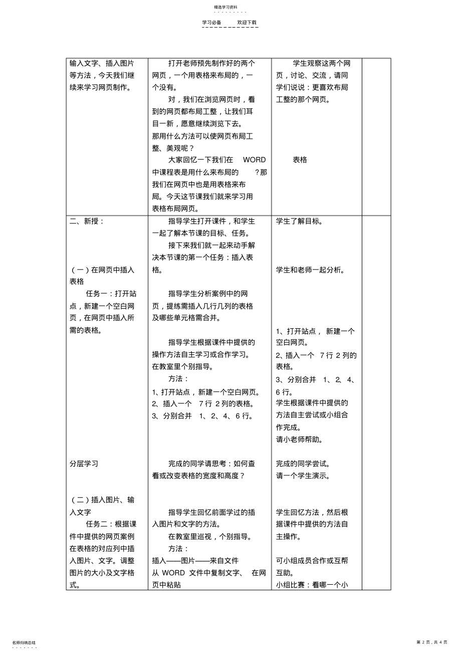 2022年应用表格布局网页结构教学设计 .pdf_第2页