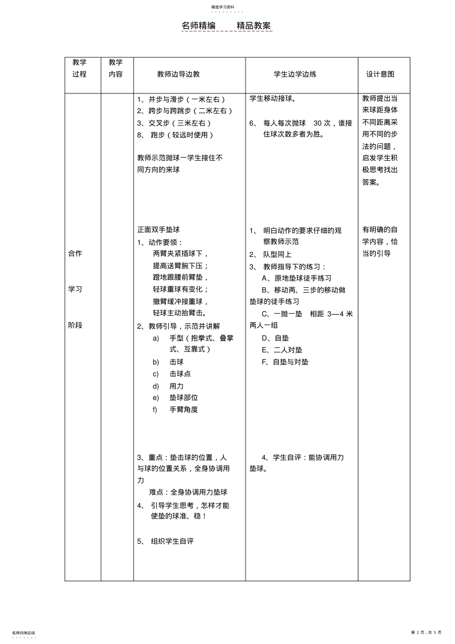 2022年高一年级排球选修课教案 .pdf_第2页