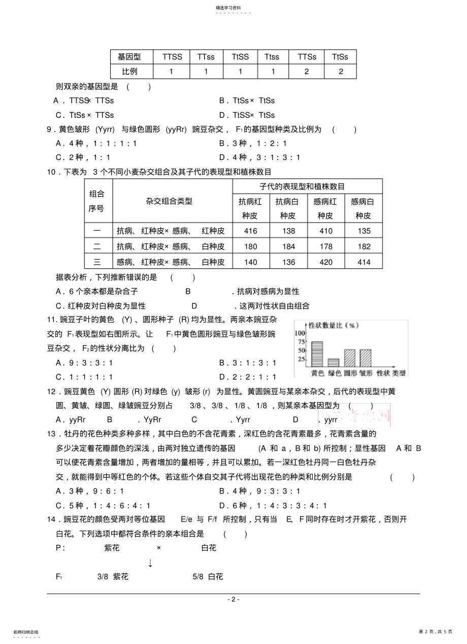 2022年高中生物必修二第一章试题 .pdf_第2页