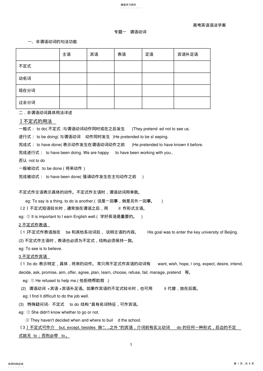 2022年高中英语非谓语动词学案 .pdf_第1页