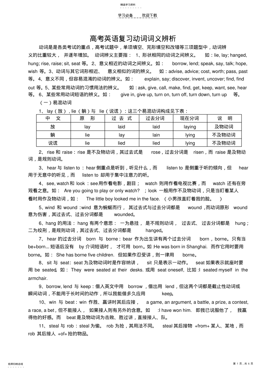 2022年高考英语复习动词词义辨析 .pdf_第1页