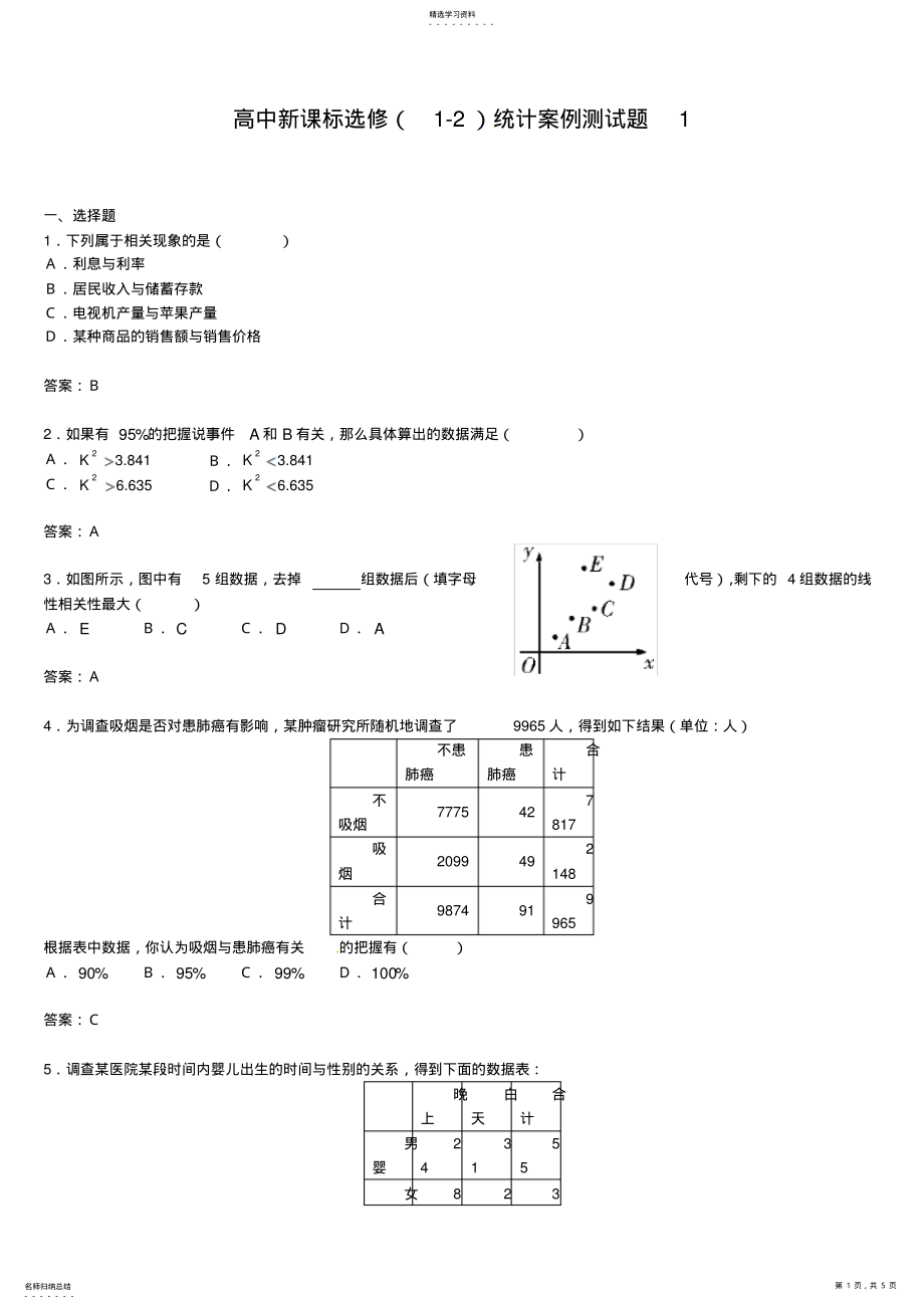 2022年数学：第一章《统计案例》测试2 .pdf_第1页