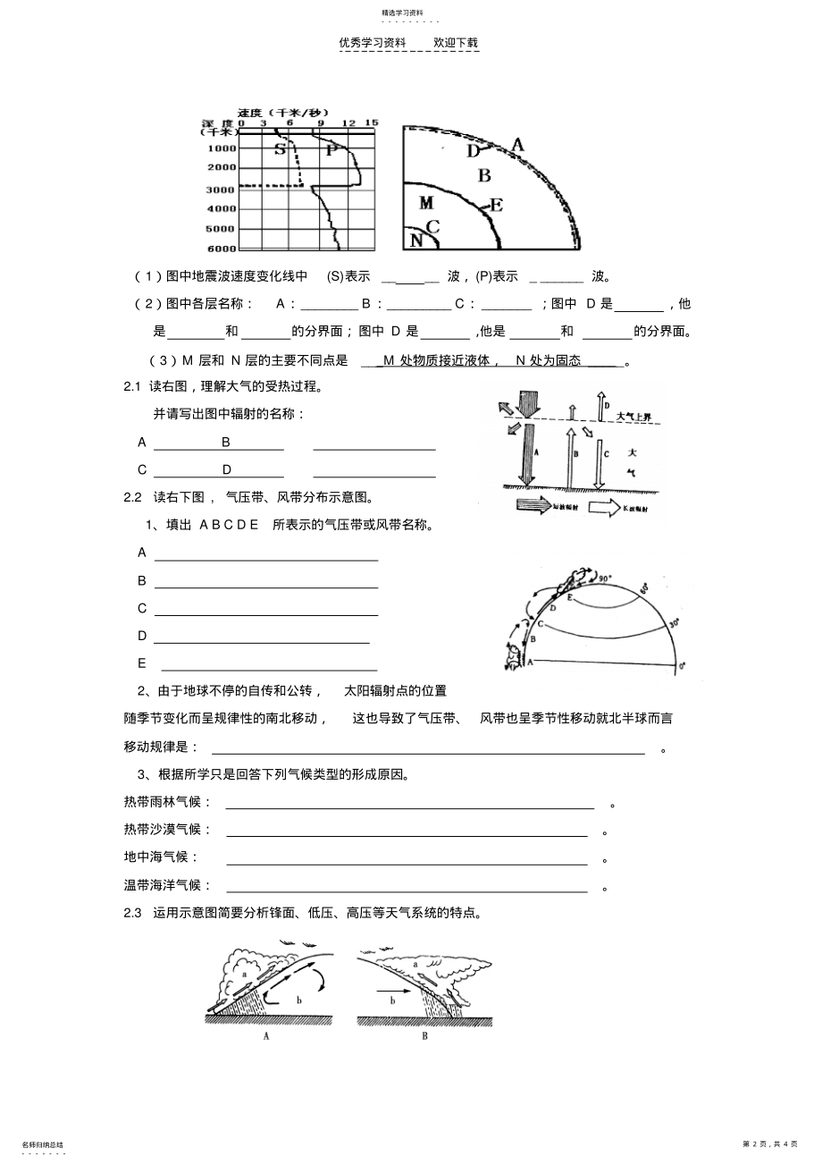 2022年高中地理必修一总复习填图试题 .pdf_第2页