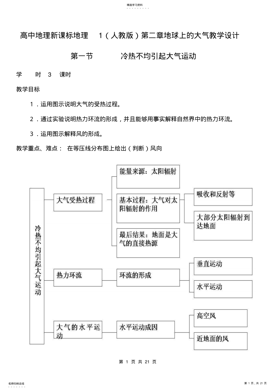 2022年高中地理新课标地理第二章地球上的大气教学设计 .pdf_第1页