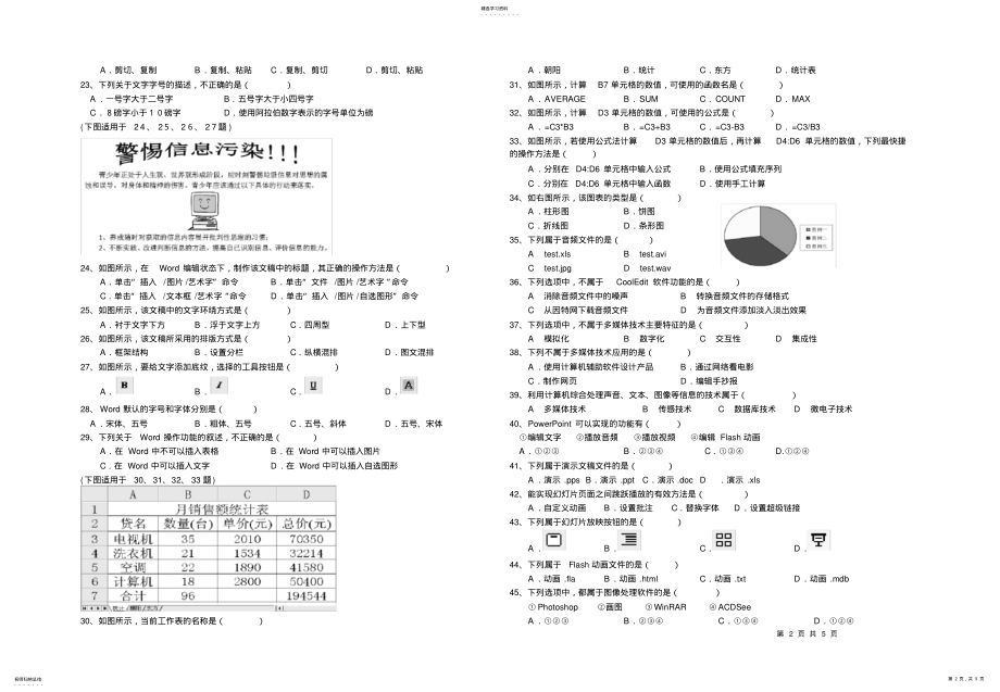 2022年高三高职信息技术考试模拟试卷 .pdf_第2页