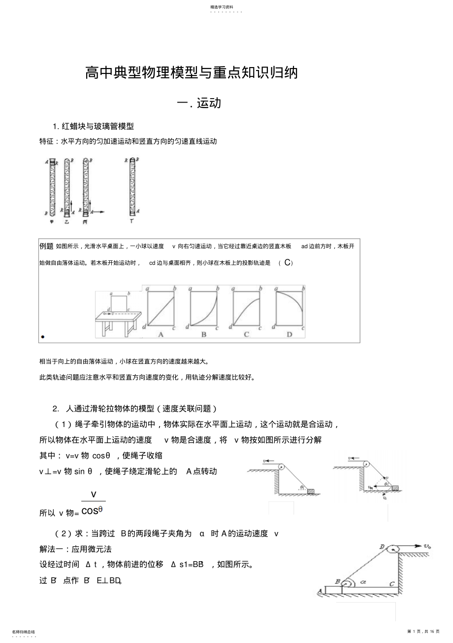 2022年高一必修二典型物理模型与知识点归纳 .pdf_第1页