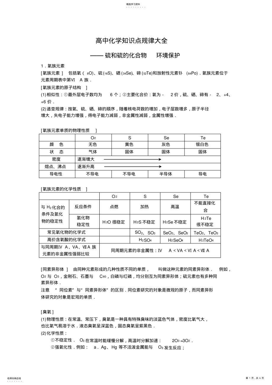 2022年高中知识点规律大全《硫和硫的化合物环境保护》 2.pdf_第1页