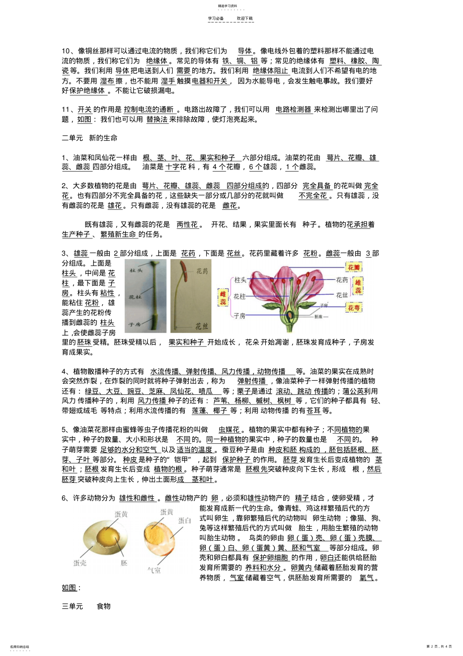 2022年教科版四年级下册科学重点复习题 2.pdf_第2页