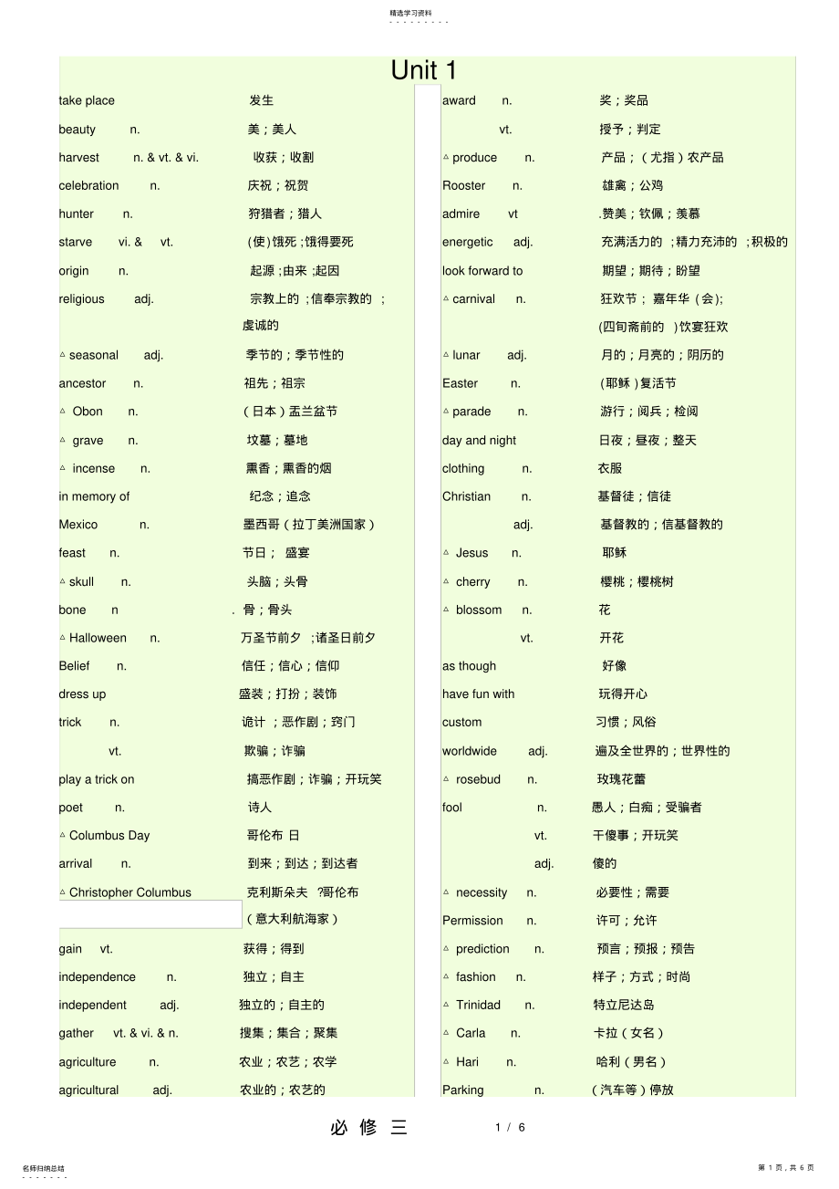 2022年高一英语必修三单词表 .pdf_第1页