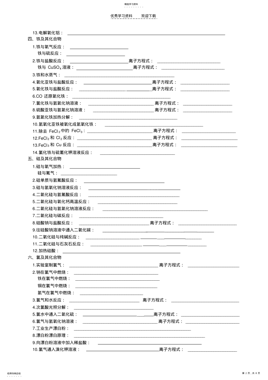 2022年高中无机化学方程式归纳 .pdf_第2页