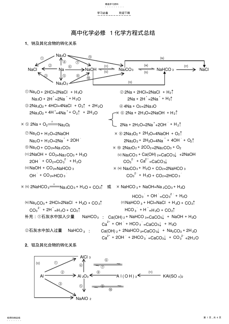 2022年高中化学化学方程式总结 .pdf_第1页