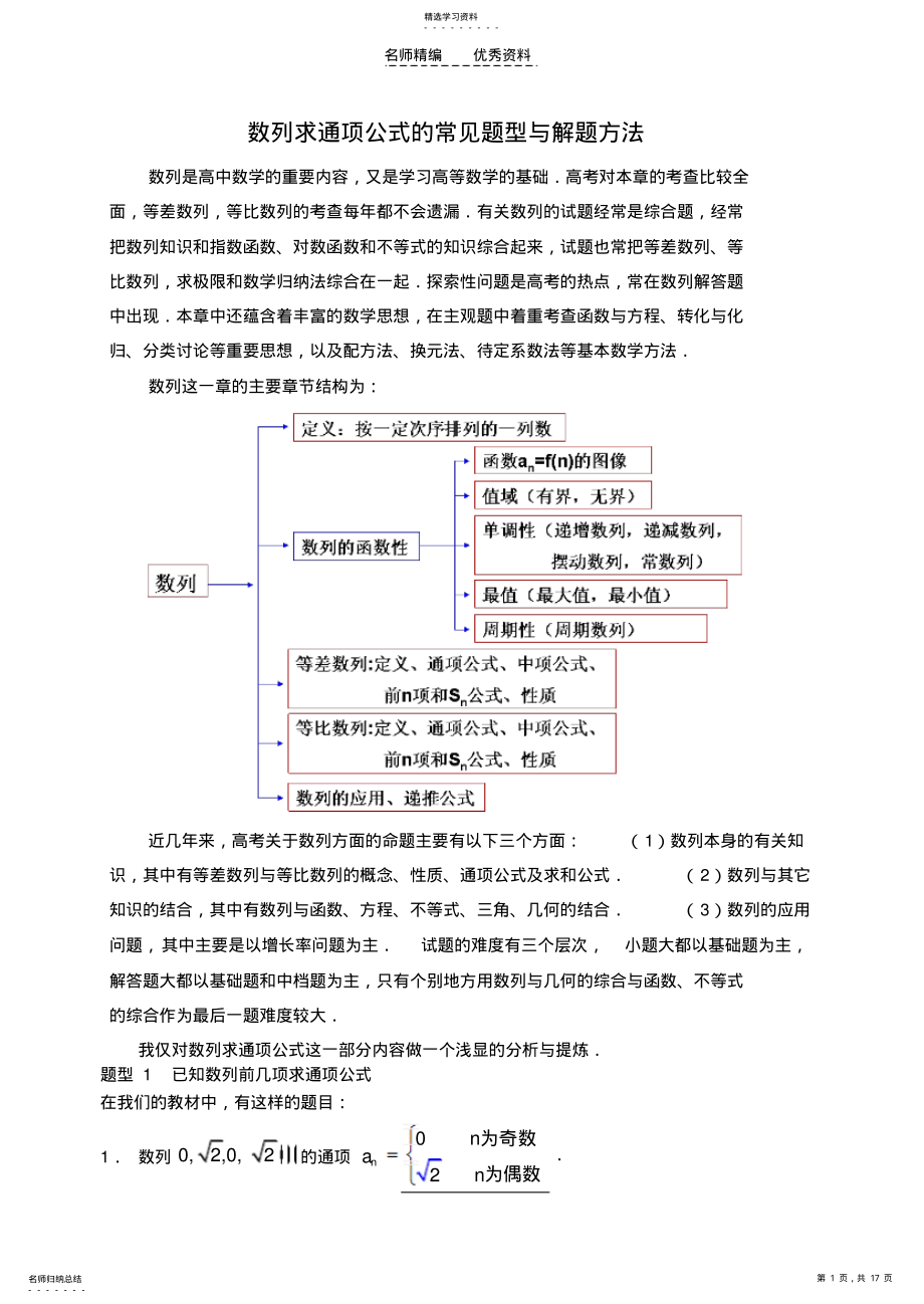 2022年数列求通项公式的常见题型与解题方法 .pdf_第1页