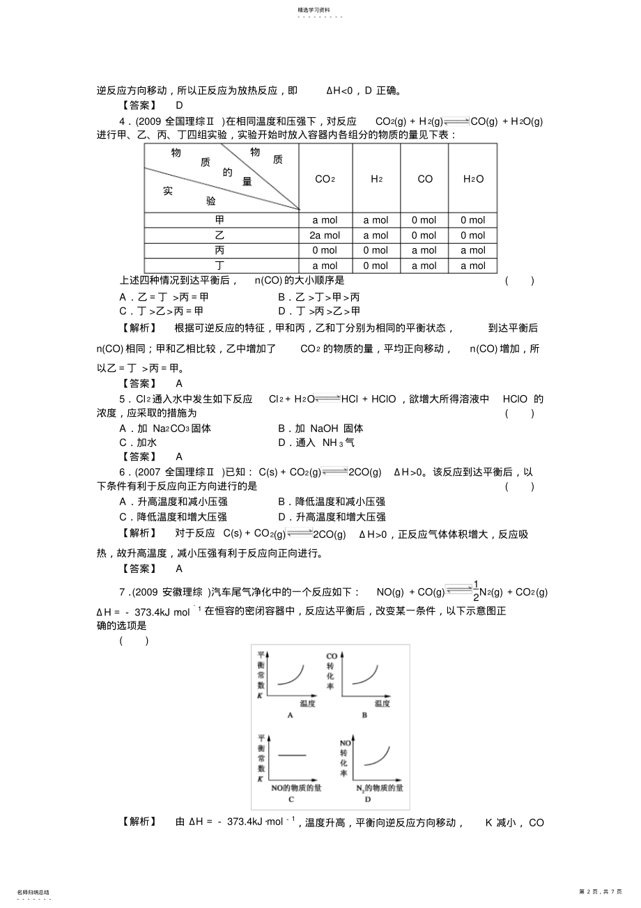 2022年高二化学选修4第2章-化学反应速率和化学平衡 .pdf_第2页