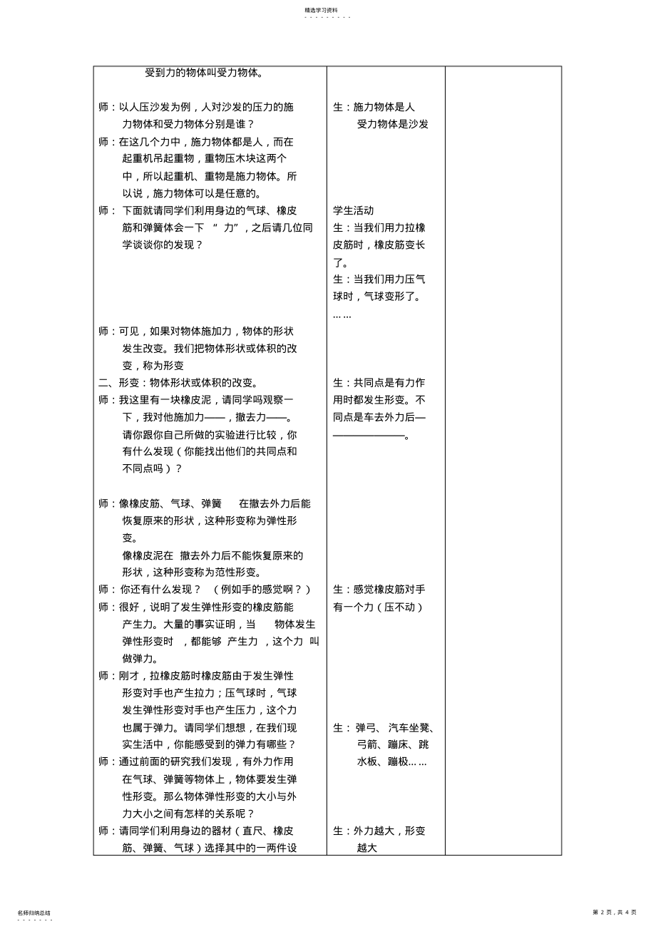 2022年弹力与弹簧测力计教学设计 .pdf_第2页