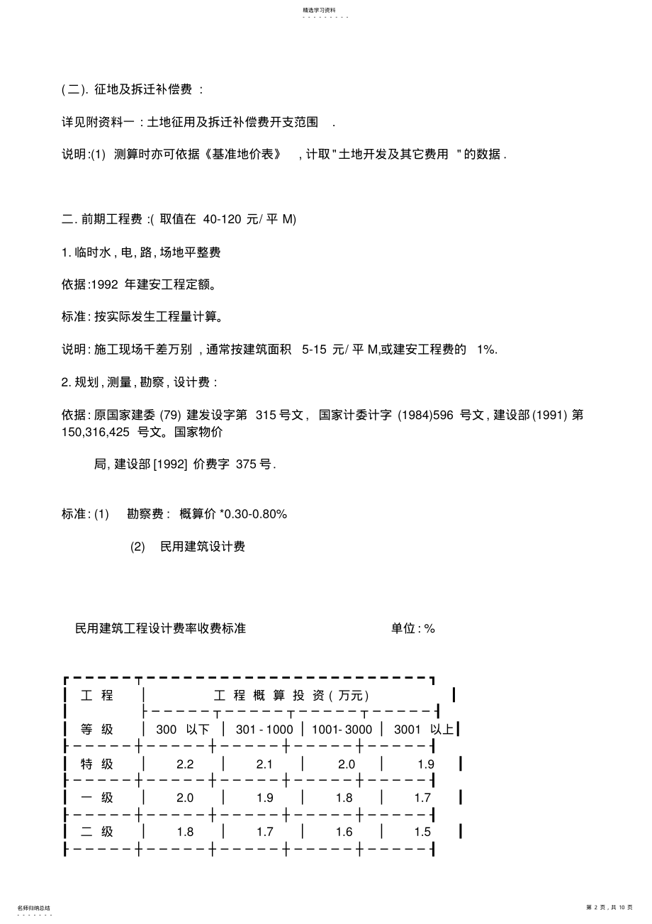 2022年房地产开发项目的成本和利润测算模板 .pdf_第2页