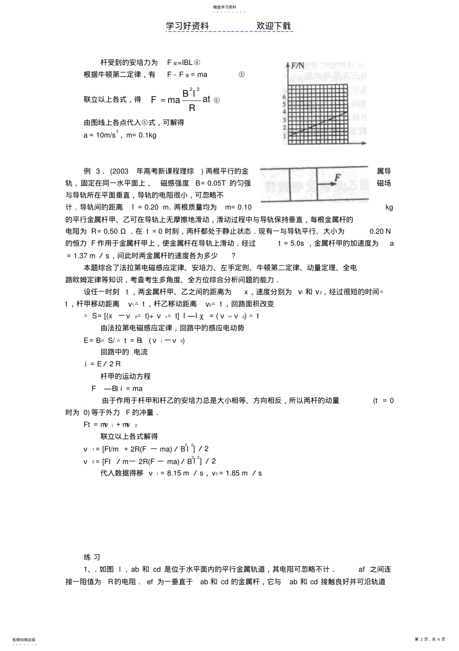 2022年高考物理考点训练例题精析专题电磁感应力学综合题 .pdf_第2页