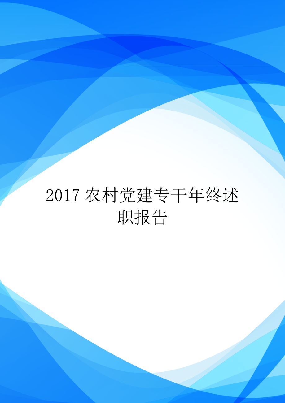 2017农村党建专干年终述职报告.doc_第1页