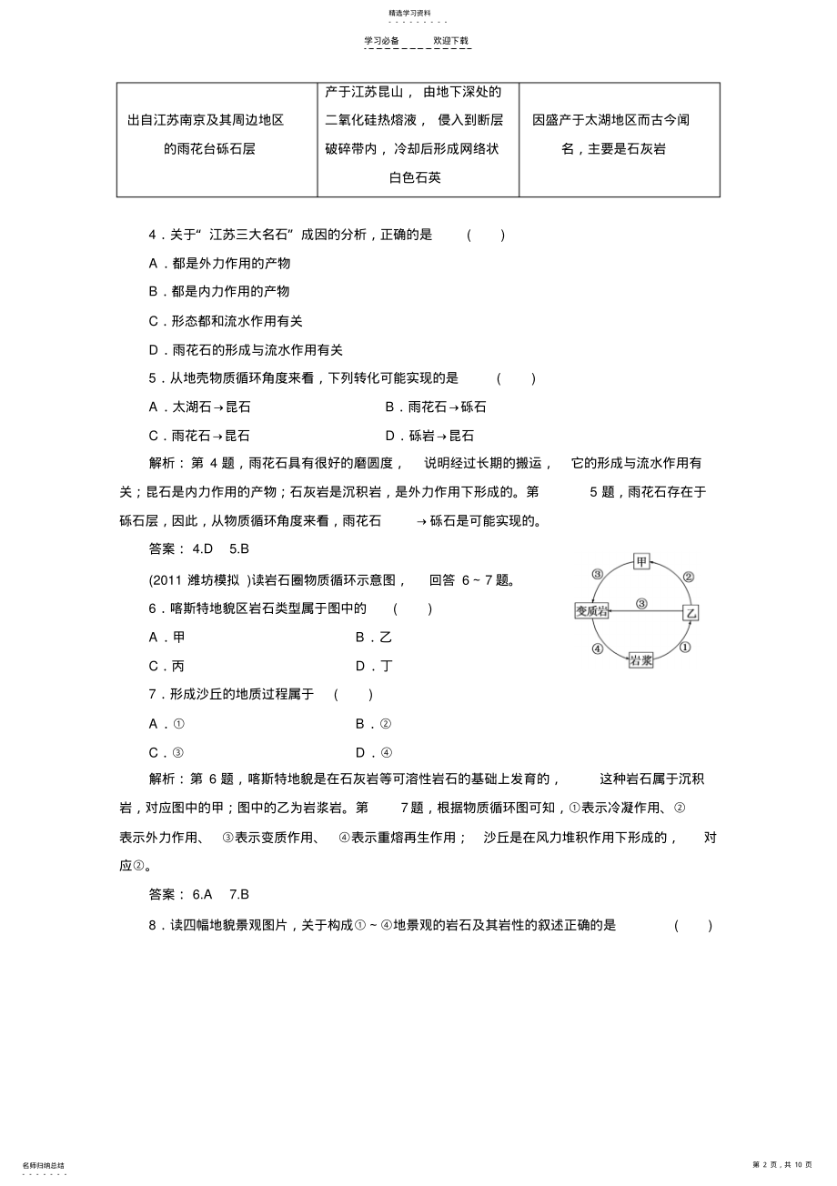 2022年高考地理专题一—岩石圈与地表形态 .pdf_第2页