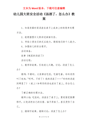 幼儿园大班安全活动《汤洒了怎么办》教案.docx