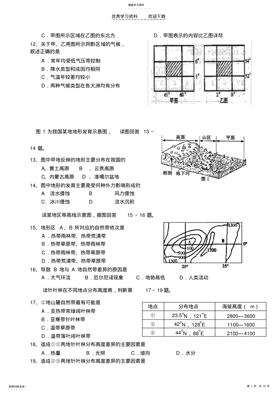 2022年高三地理选择题 .pdf_第2页