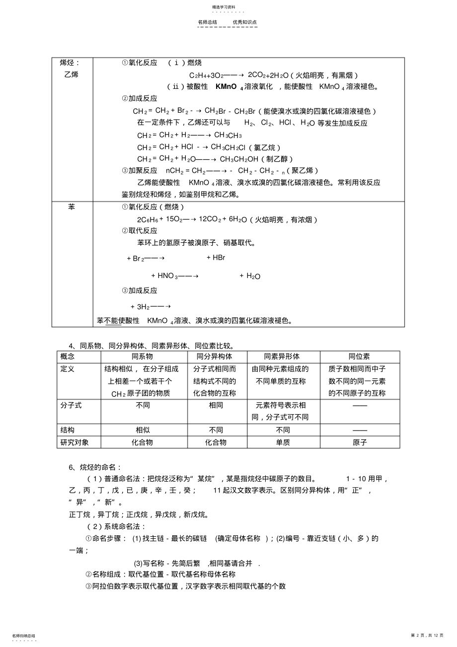 2022年高中化学必修二第三章知识点和习题 .pdf_第2页