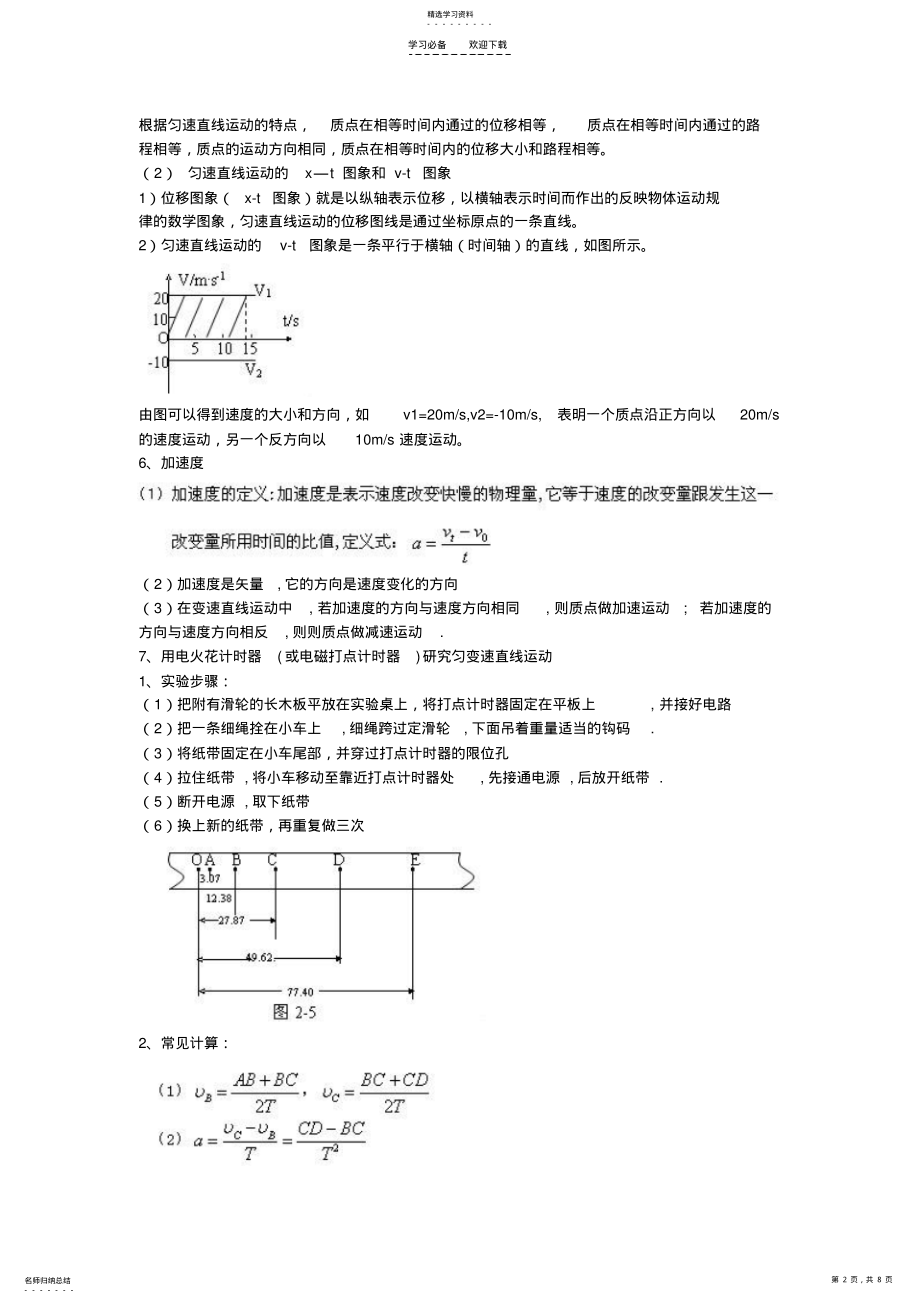 2022年高一必修一物理知识点复习提纲 .pdf_第2页