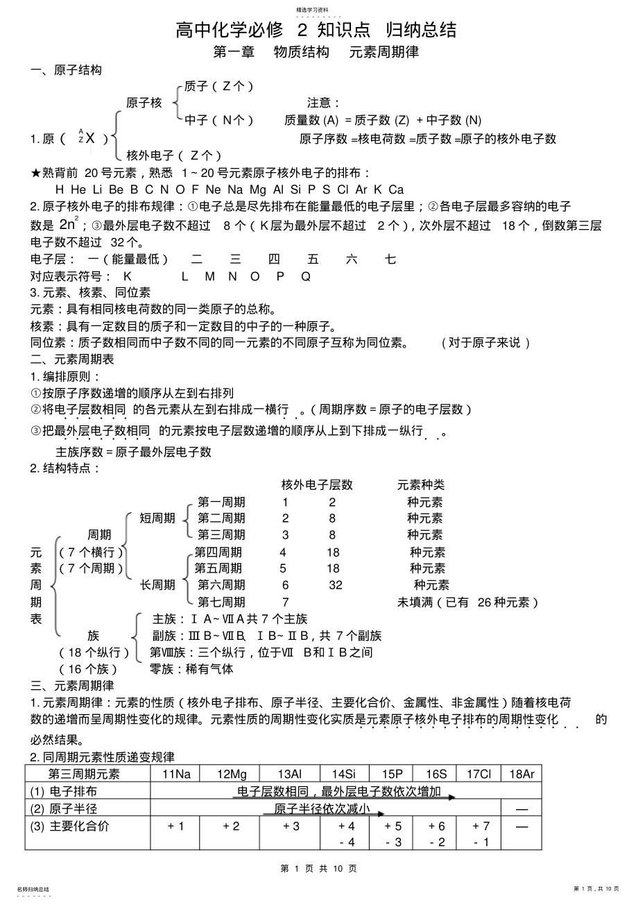 2022年高中化学必修2知识点总结全 .pdf_第1页