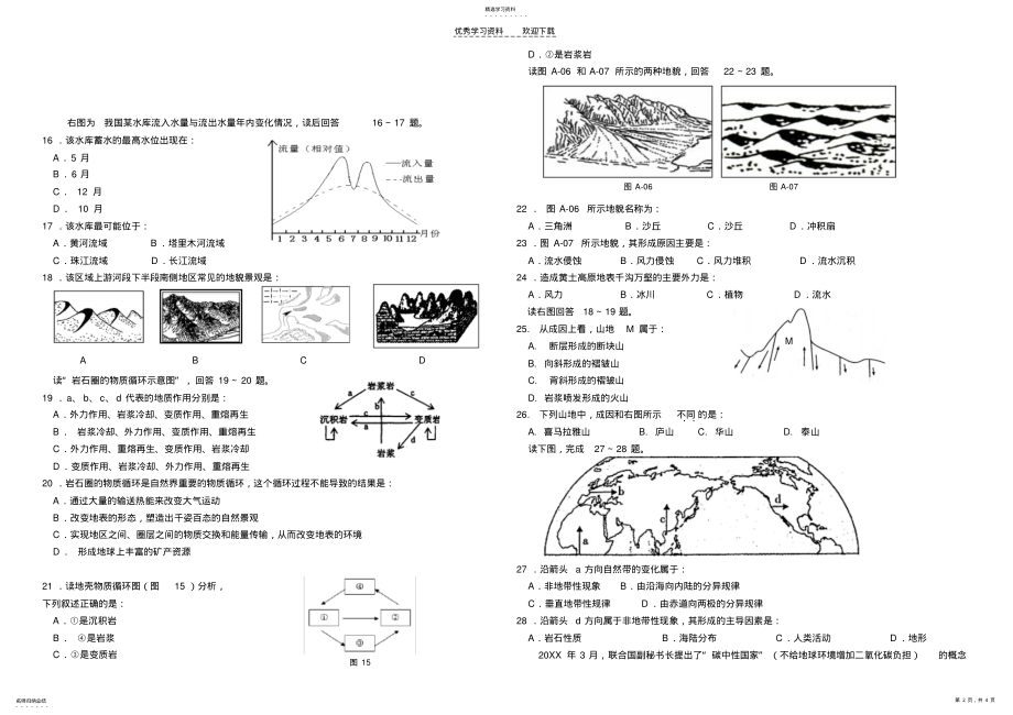 2022年高中地理必修一期末试题 .pdf_第2页