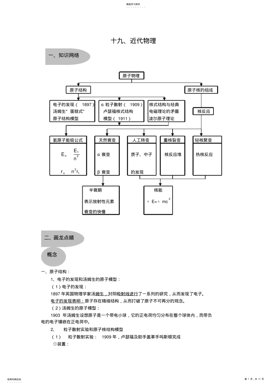 2022年高考物理——《近代物理》典型例题复习分解 .pdf_第1页