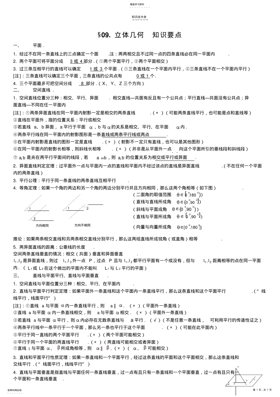 2022年高考数学知识点总结009立体几何p .pdf_第1页