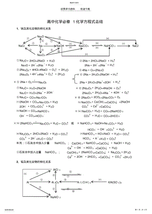 2022年高中化学必修一方程式总结 .pdf