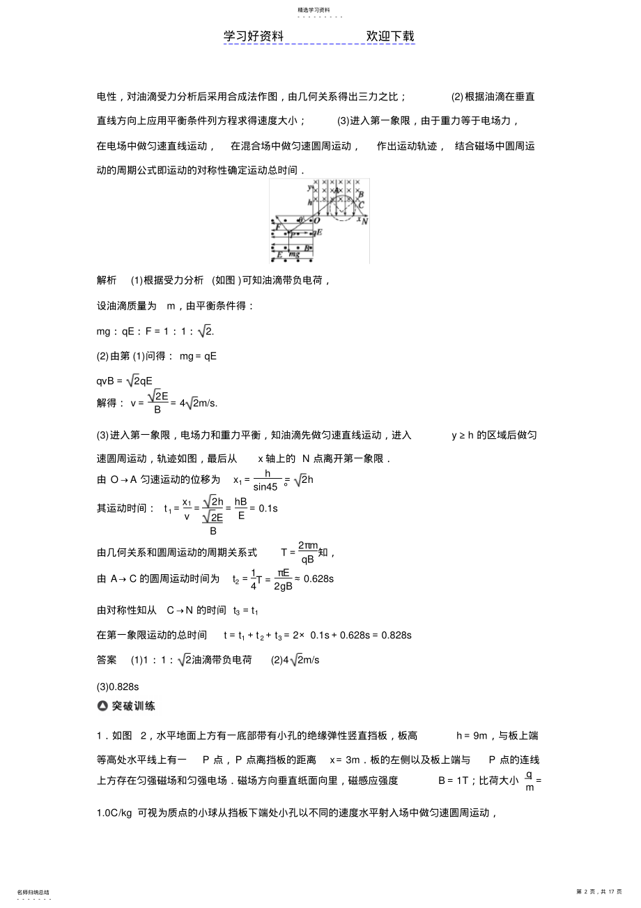 2022年高考物理专题带电粒子在复合场中的运动 2.pdf_第2页