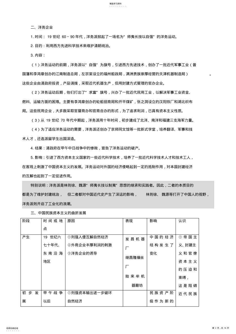 2022年高考历史二轮专题复习：专题二第12讲近代中国经济结构的变动与资本主义的曲折发展 .pdf_第2页