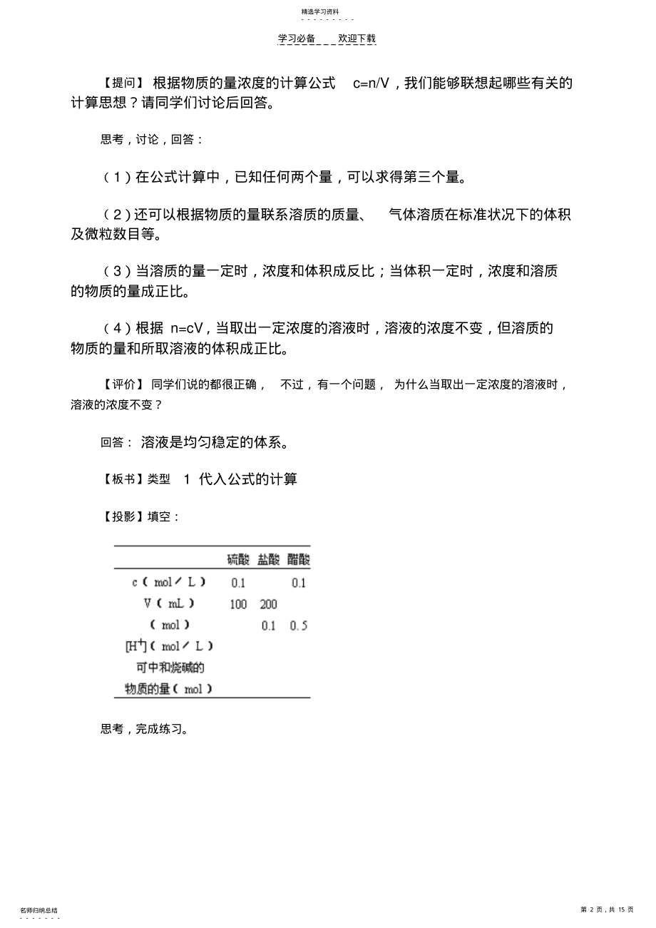 2022年高中化学物质的量浓度及有关计算 .pdf_第2页