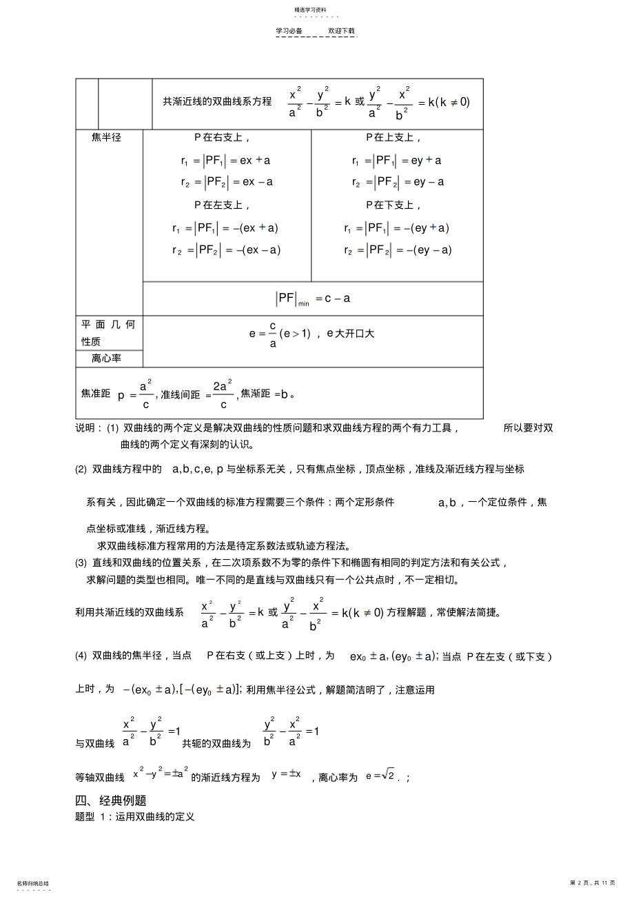 2022年高二湘教理科双曲线教案C,D .pdf_第2页