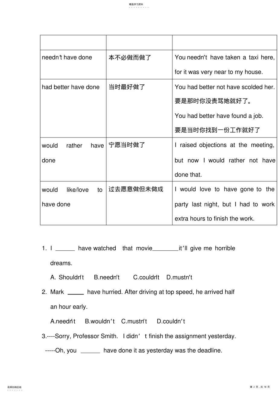 2022年高考情态动词与虚拟语气考点 .pdf_第2页