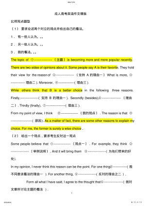 2022年成人高考英语作文模版 .pdf