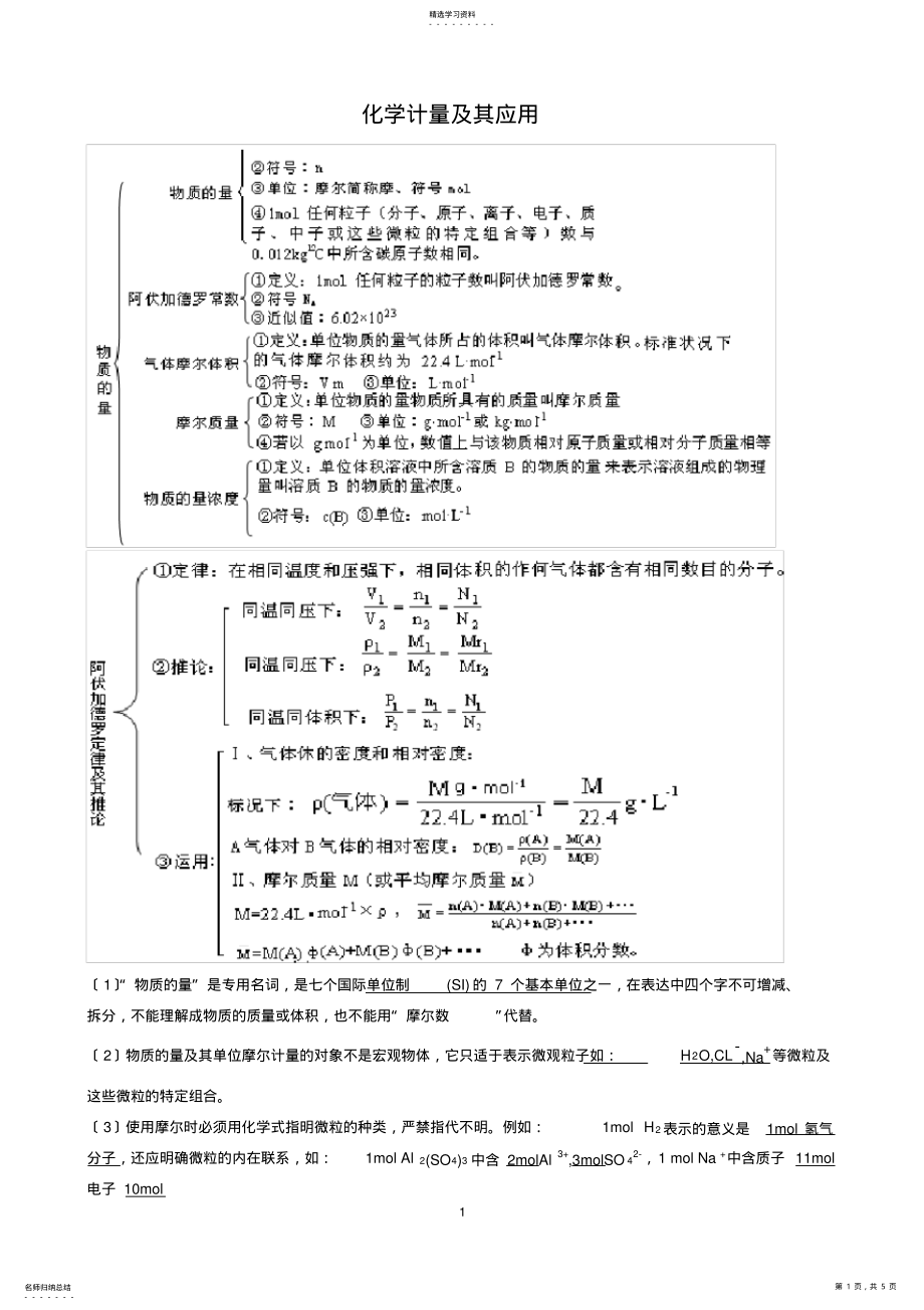 2022年高中化学必修1-化学计量 .pdf_第1页