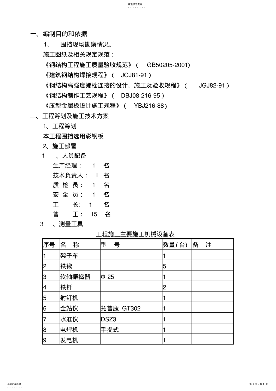 彩钢板围挡施工专业技术方案 .pdf_第2页