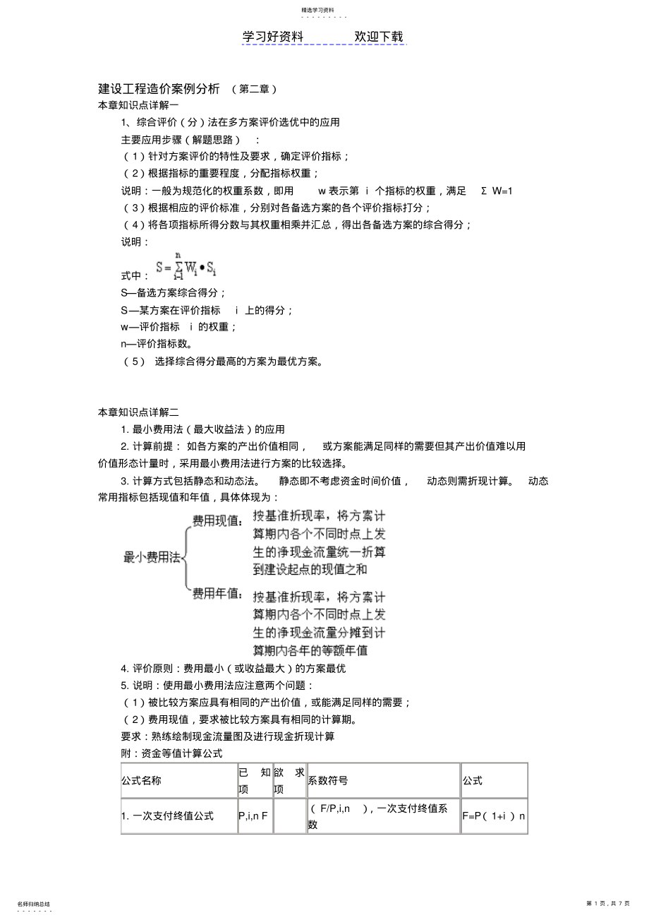 2022年建设工程造价案例分析知识点汇总 .pdf_第1页