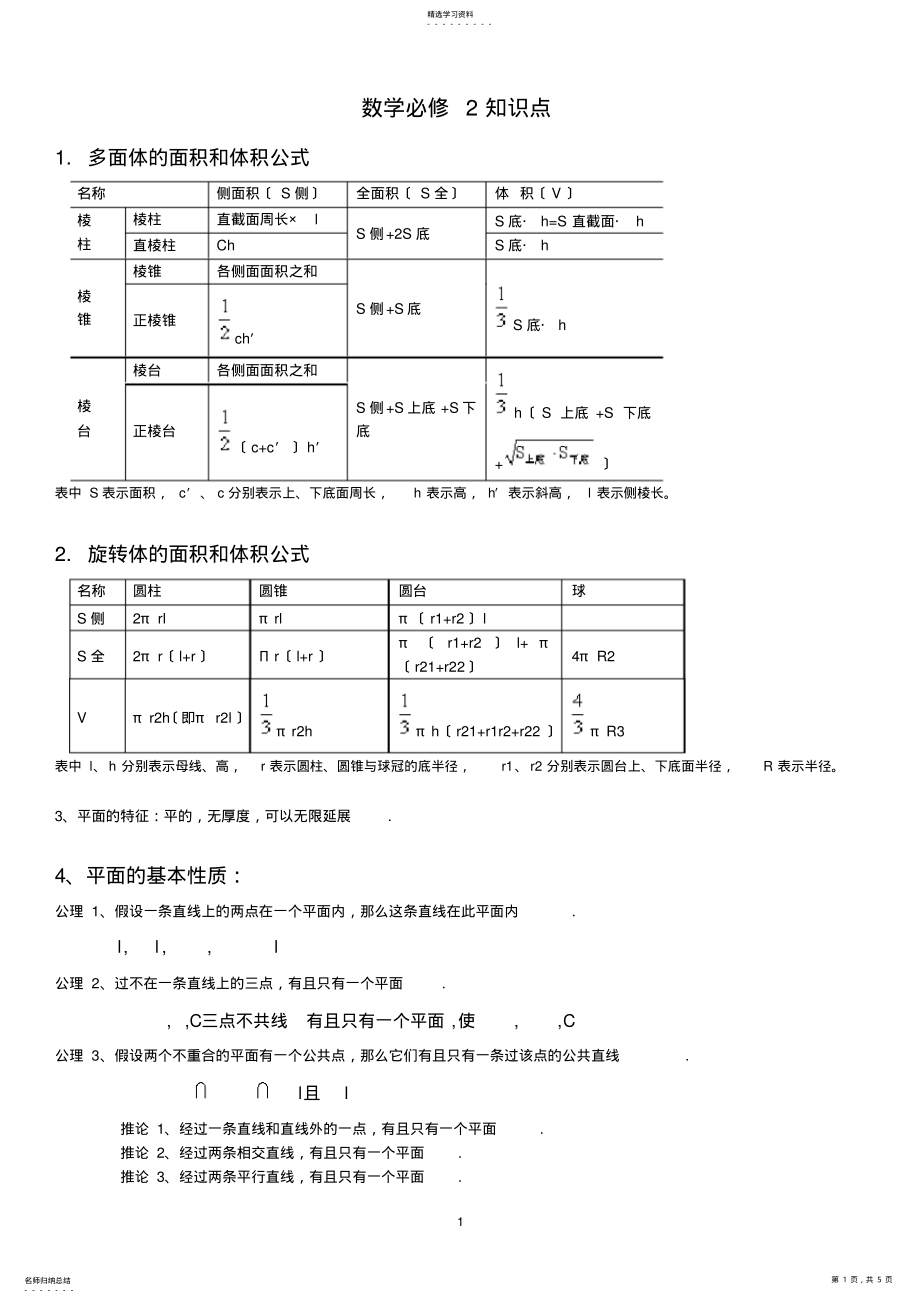 2022年高一数学必修二各章知识点总结1 .pdf_第1页