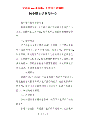 初中语文组教学计划.docx