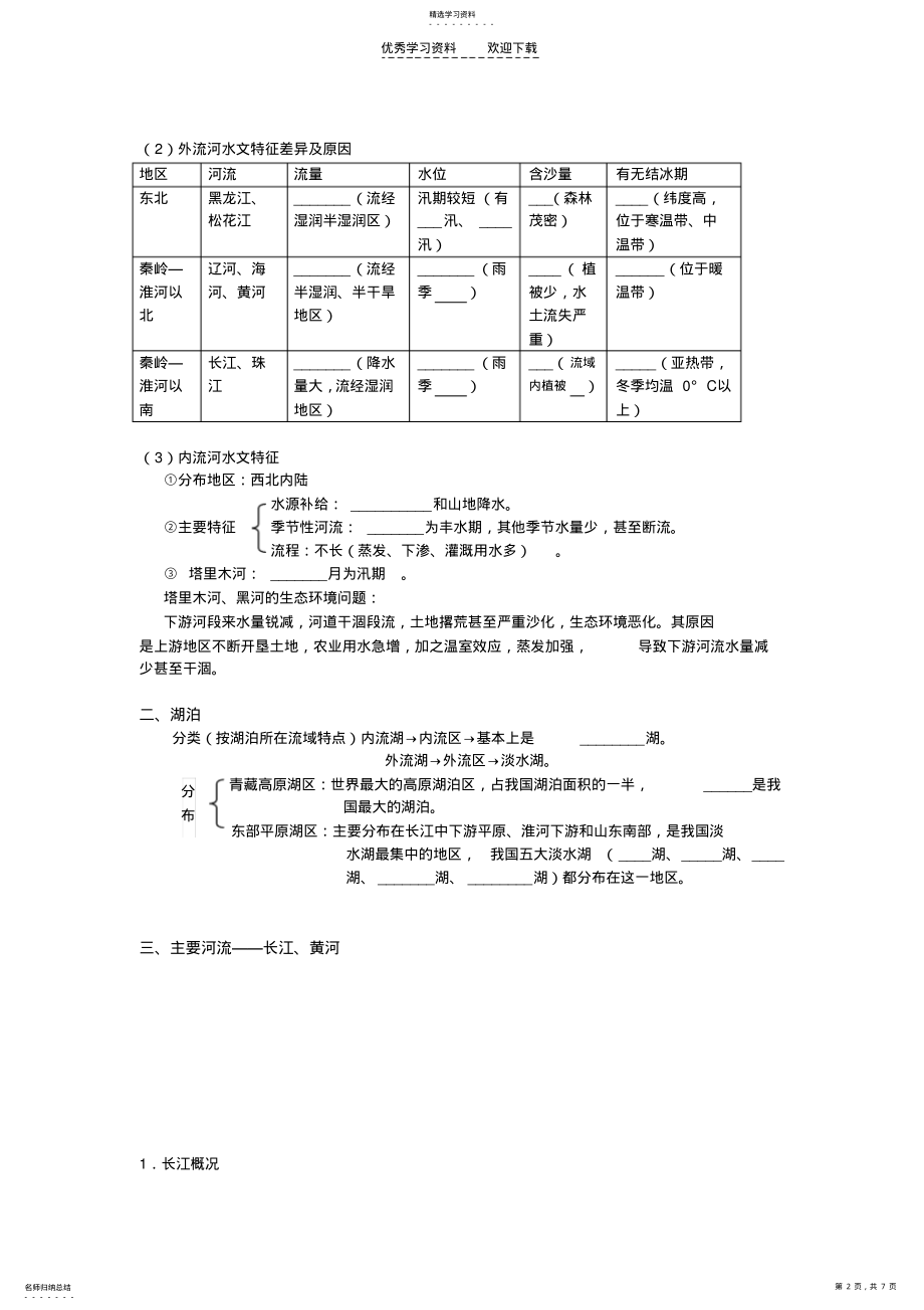 2022年高二区域地理中国的河流和湖泊学案 .pdf_第2页